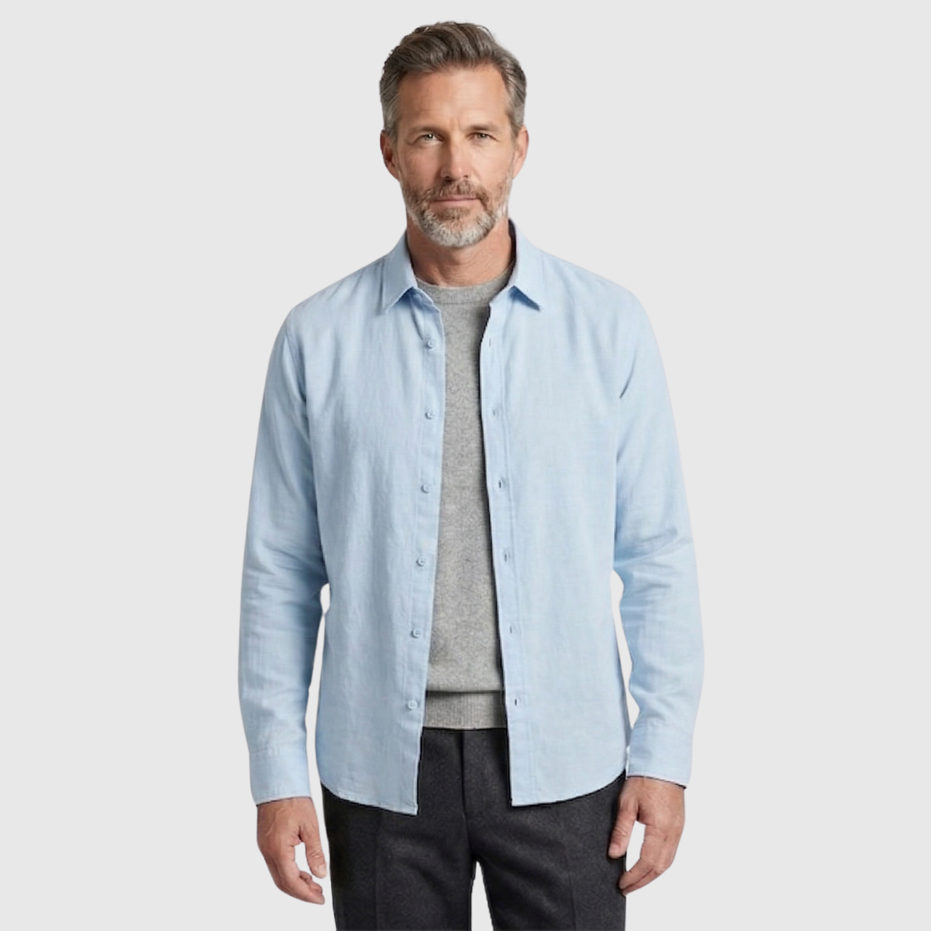 Chemise homme lin manches longues col mao fermeture boutonnée