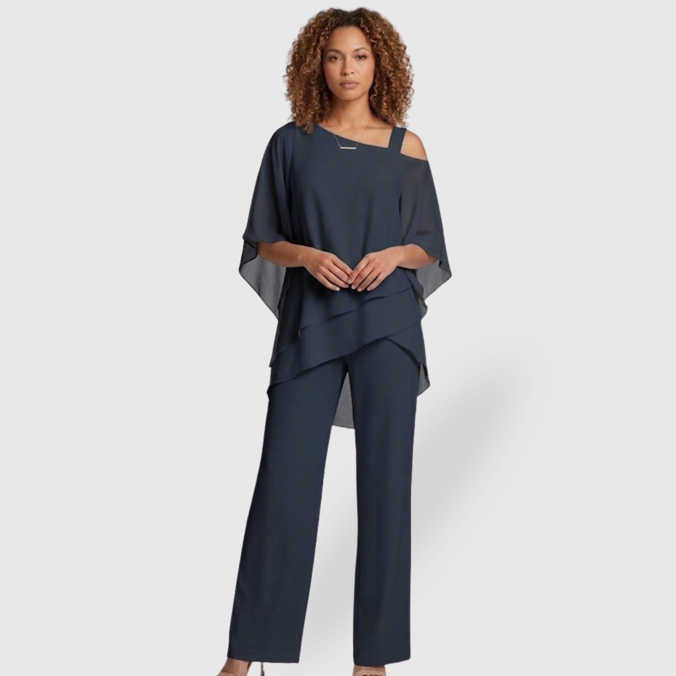 Ensemble femme été pantalon fluide top ample épaules dénudées