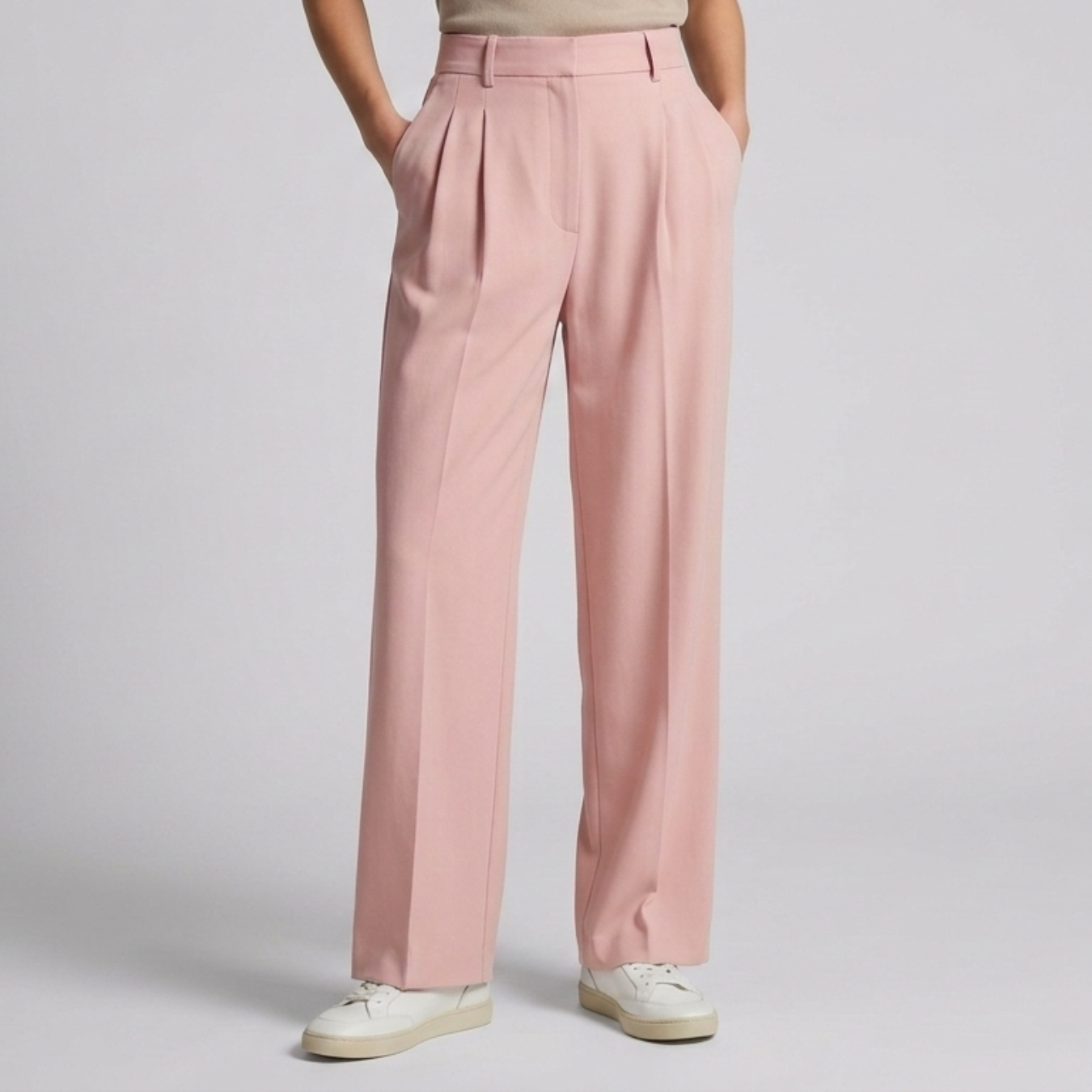 Pantalon femme large taille haute fluide