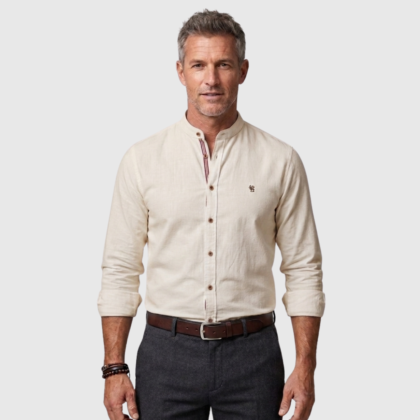 Chemise homme manches longues chaude col boutonné coupe classique hiver