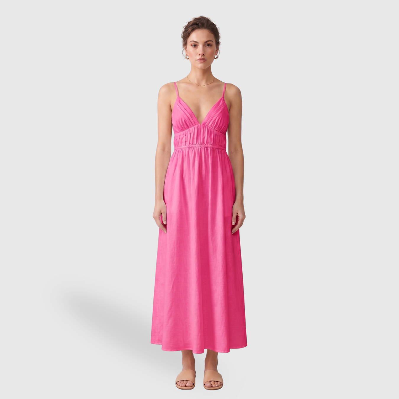 Robe longue dos nu femme coton bretelles fines coupe fluide