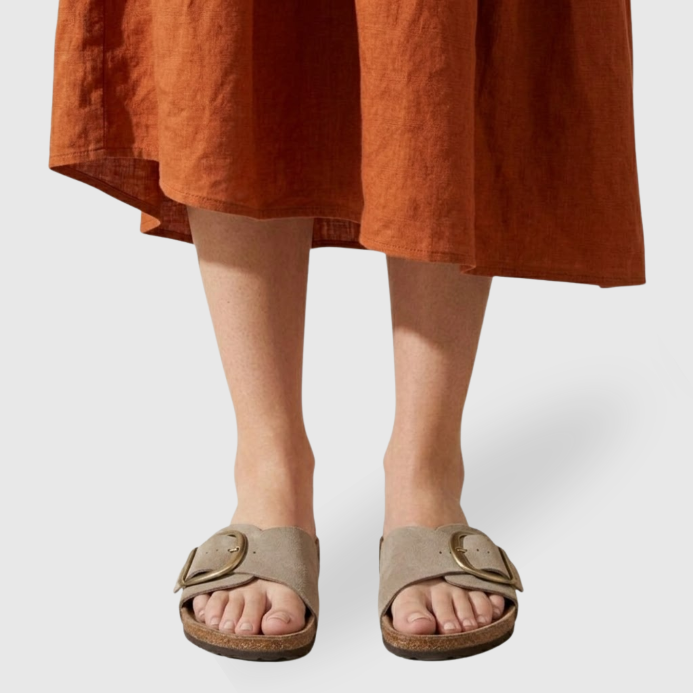 Sandales femme semelle liège à boucles réglables bout ouvert confort