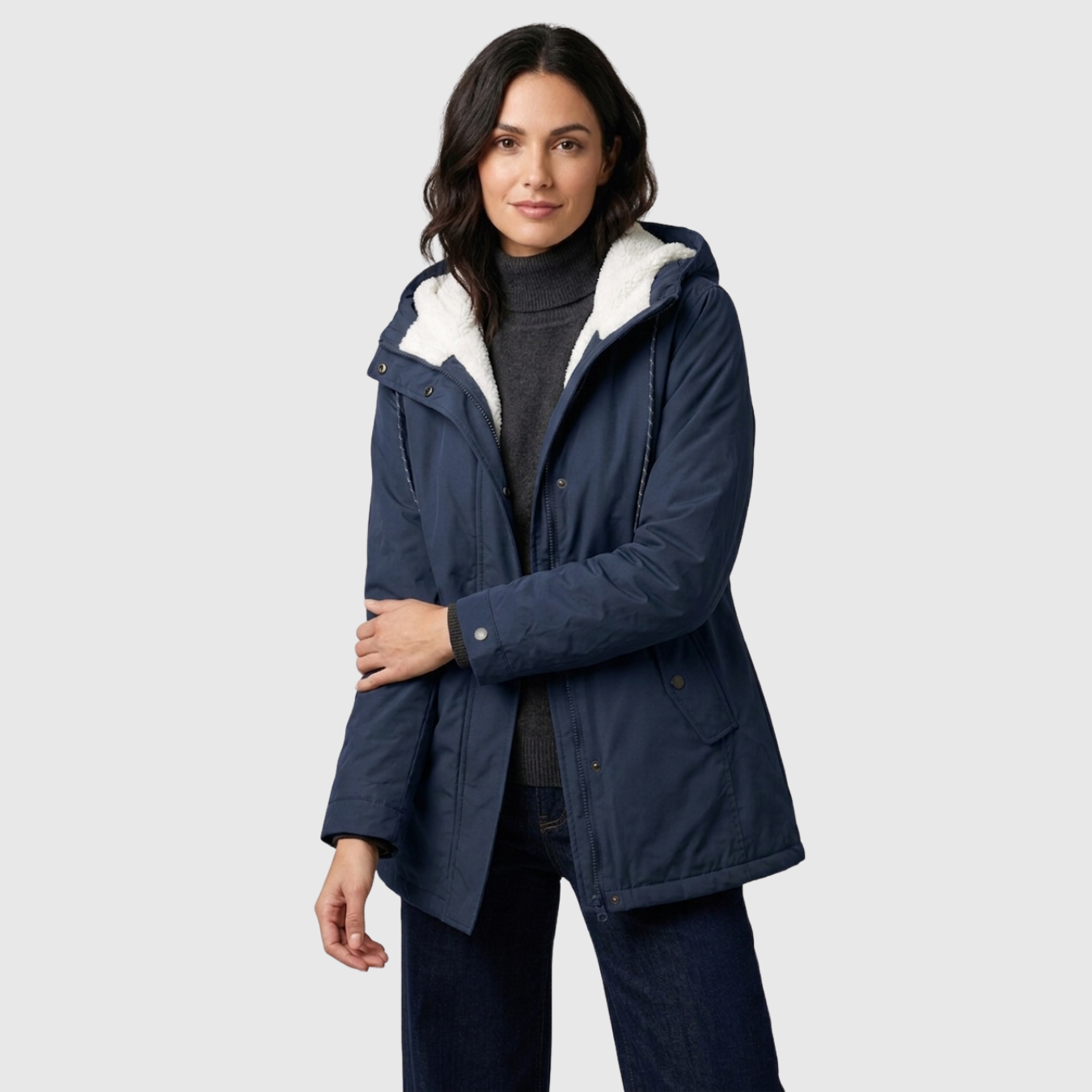 Manteau hiver femme long imperméable à capuche doublé chaud