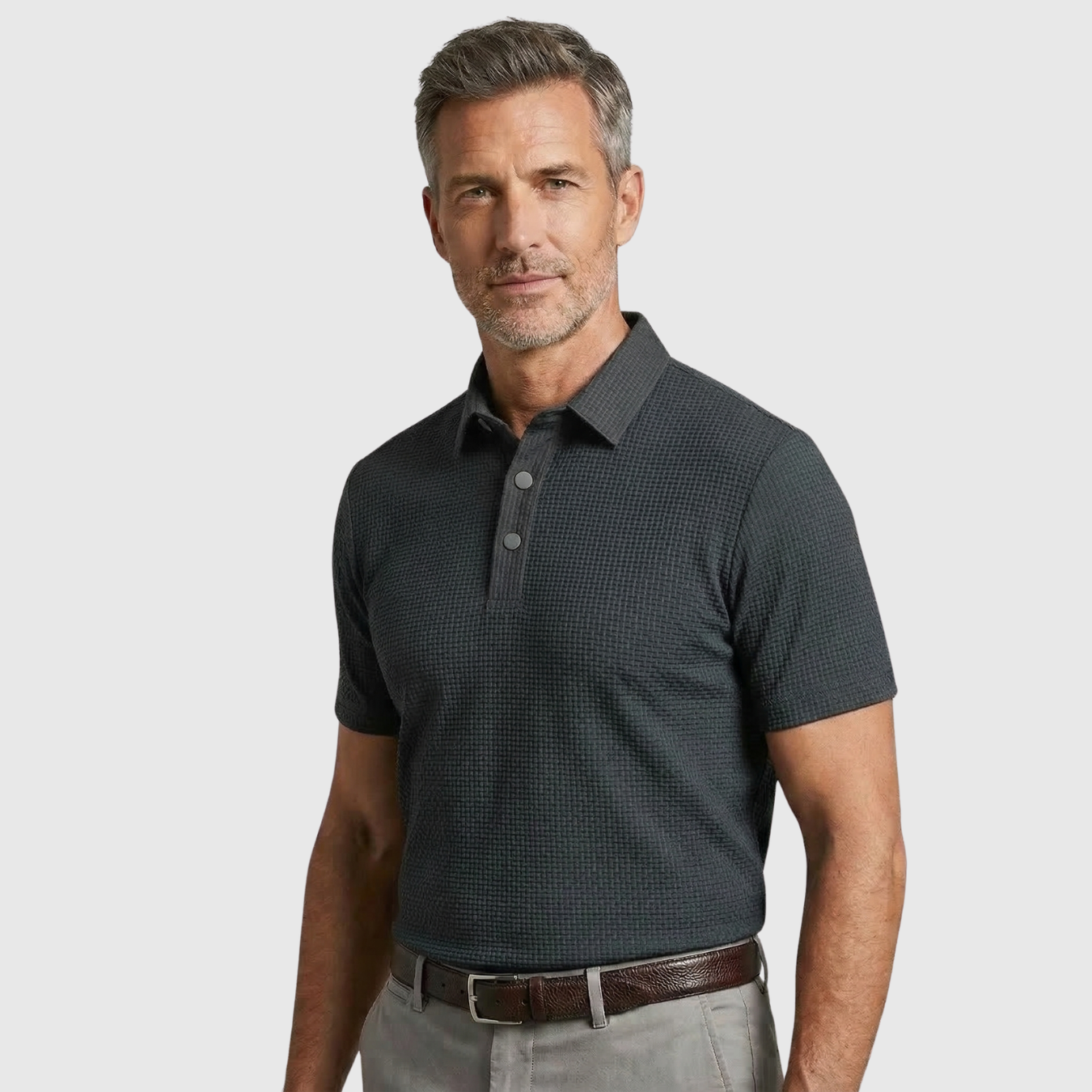 Polo homme manches courtes col boutonné coupe ajustée coton casual été