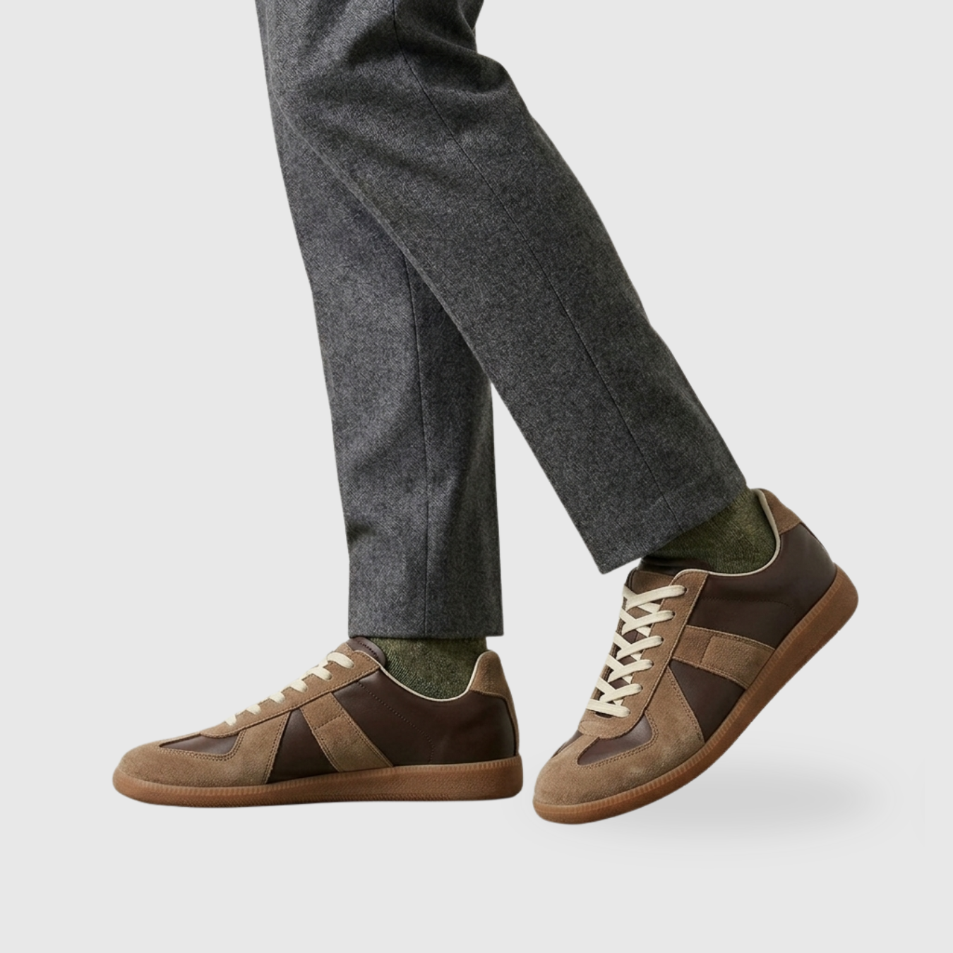Baskets cuir homme style German Army semelle gomme