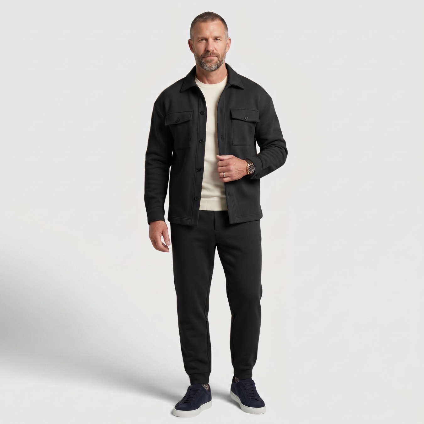 Ensemble homme survêtement 2 pièces chemise et pantalon coupe ajustée