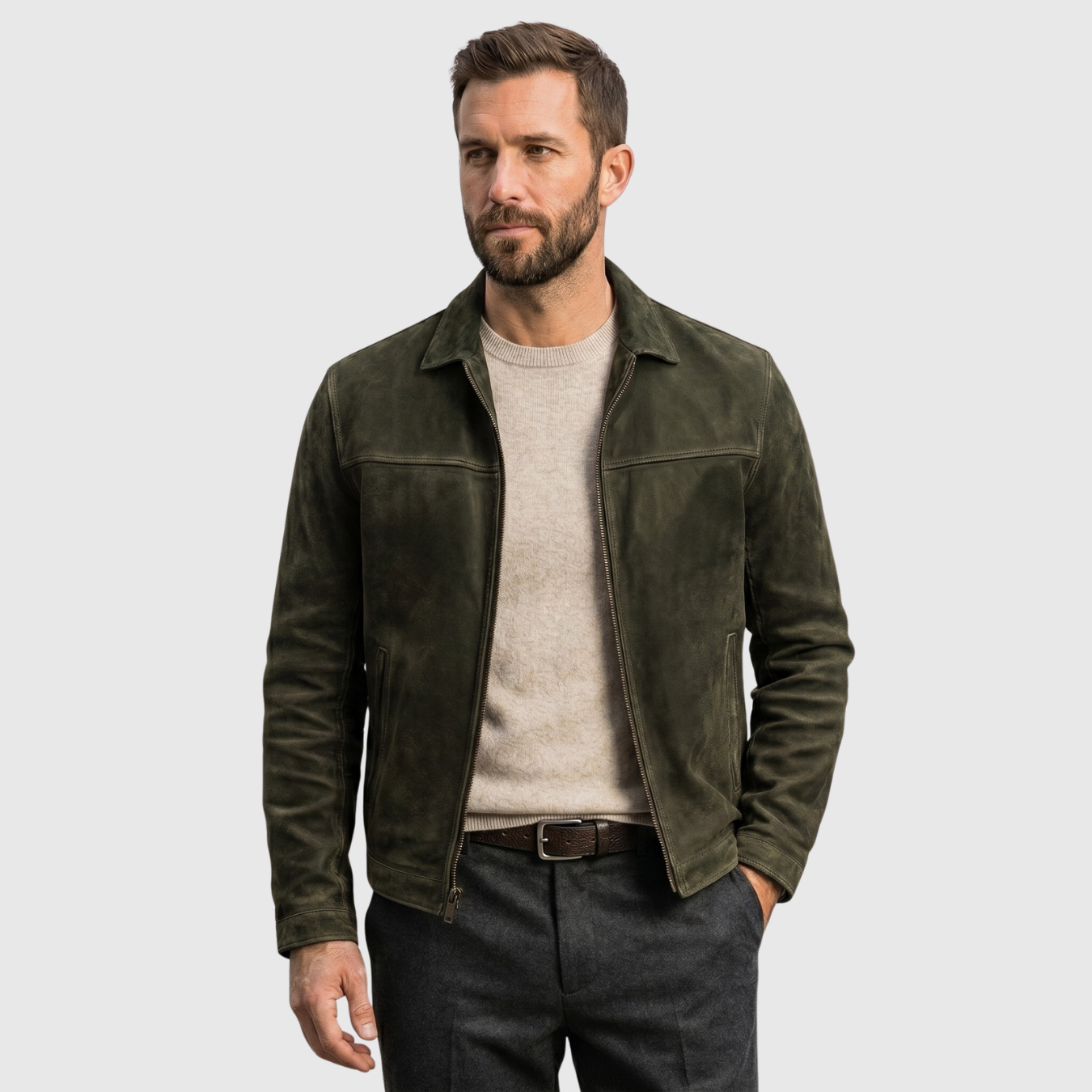 Veste homme similicuir zippée coupe droite style biker casual
