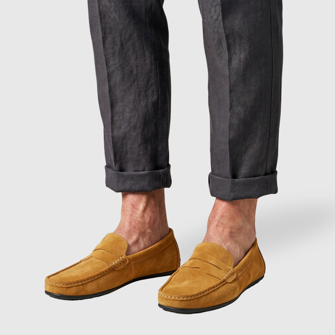 Mocassins homme en suédine à enfiler semelle souple