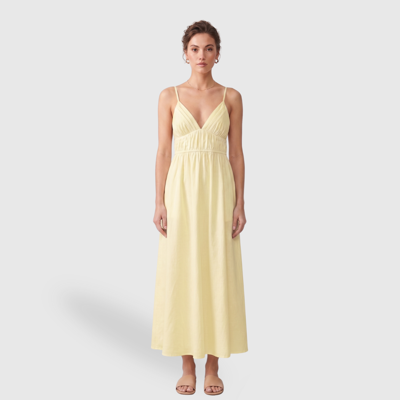 Robe longue dos nu femme coton bretelles fines coupe fluide
