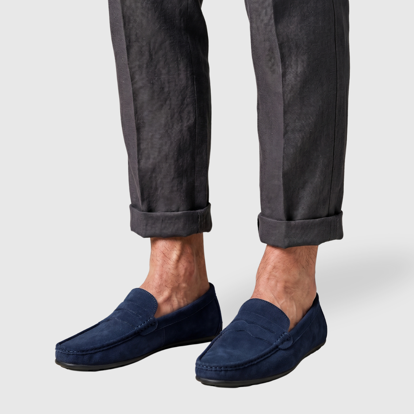 Mocassins homme en suédine à enfiler semelle souple