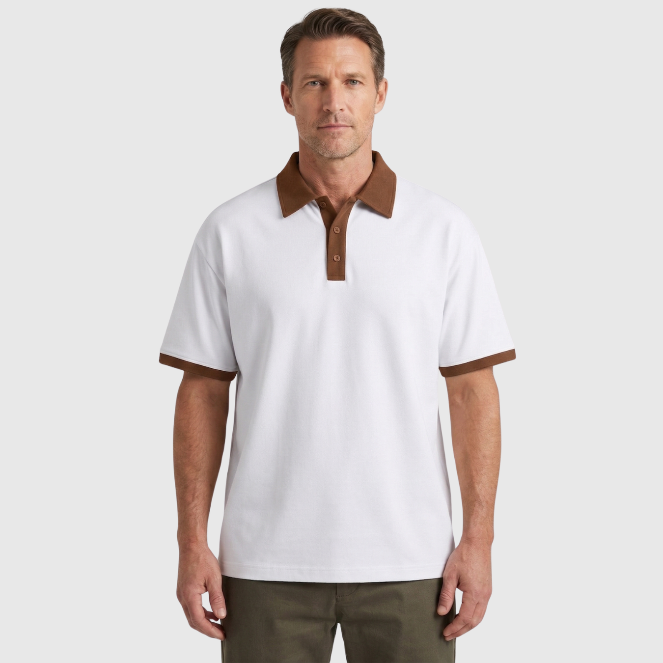 Polo homme manches courtes col boutonné coupe droite maille piquée