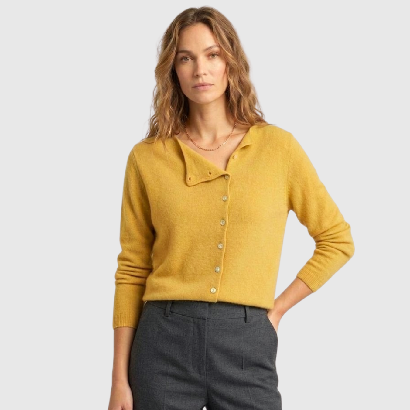 Gilet femme cachemire boutonné manches longues col rond