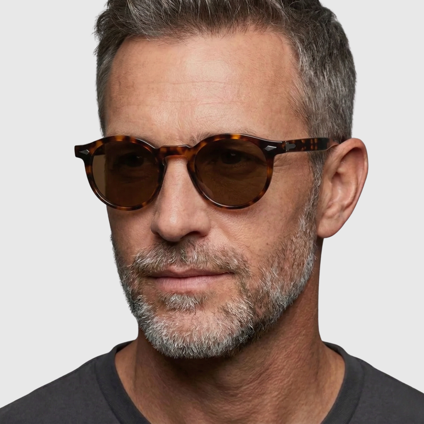 Lunettes de soleil pour homme avec monture ronde et classique, protection UV400