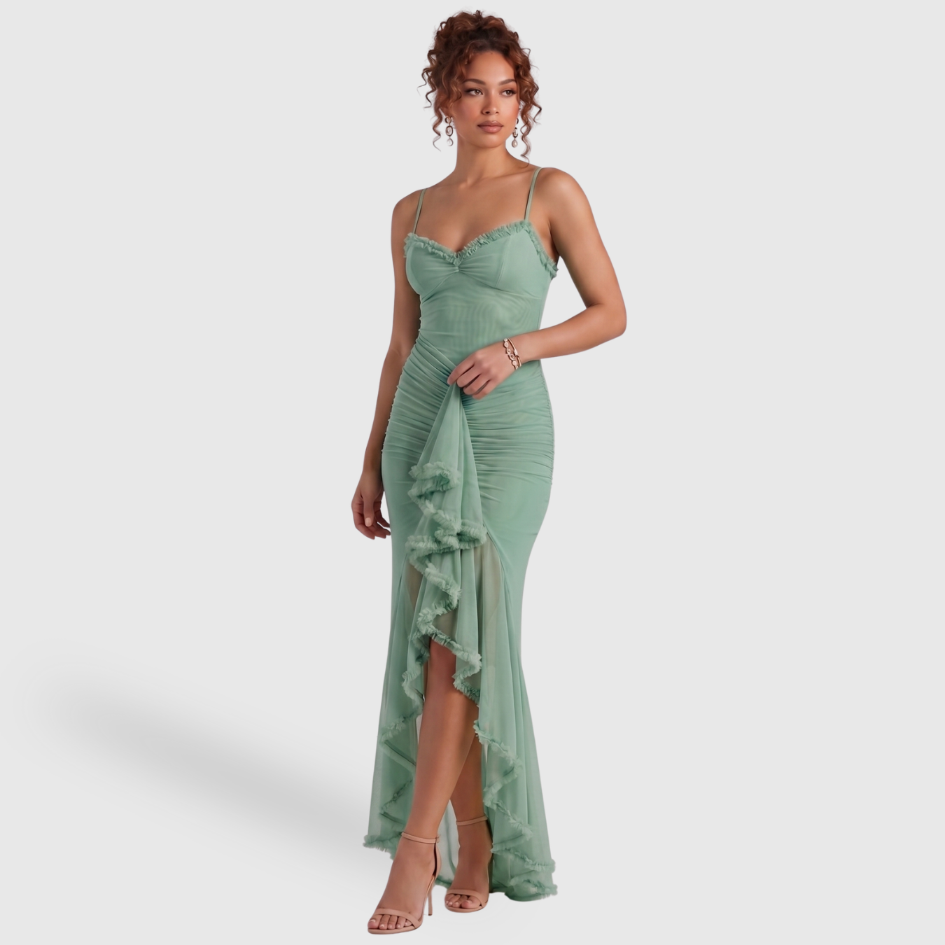 Robe longue femme fendue coupe fluide bretelles fines