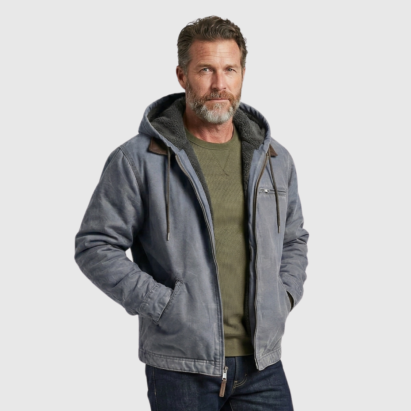 Veste polaire homme à capuche zippée manches longues coupe chaude