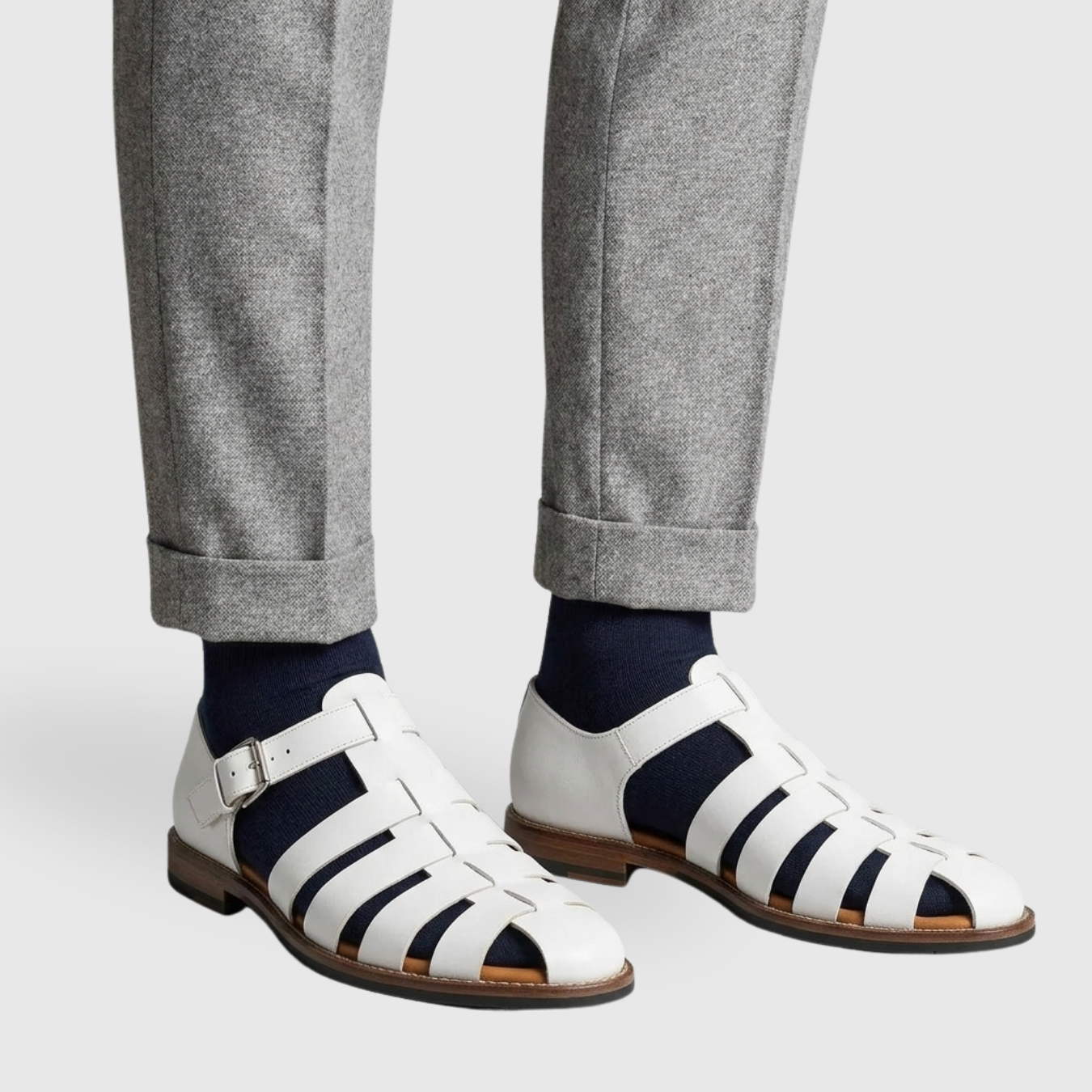 Sandales pêcheur homme similicuir bride à boucle semelle caoutchouc