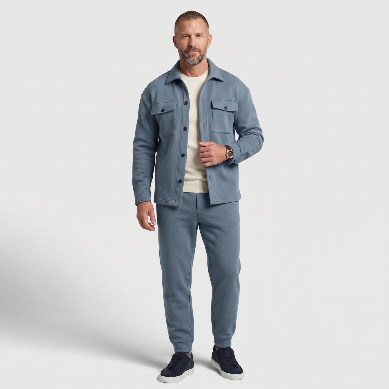 Ensemble homme survêtement 2 pièces chemise et pantalon coupe ajustée