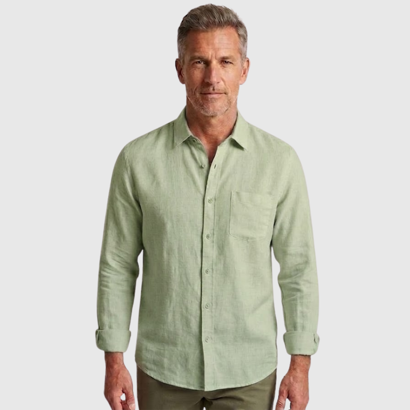 Chemise en lin homme manches longues col boutonné coupe légère respirante
