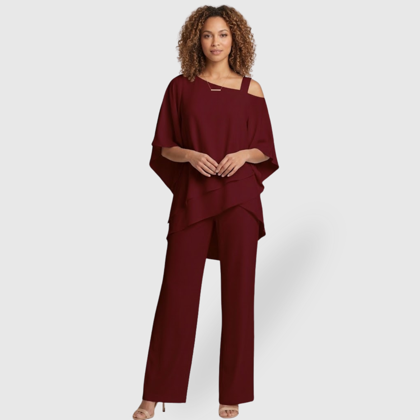 Ensemble femme été pantalon fluide top ample épaules dénudées