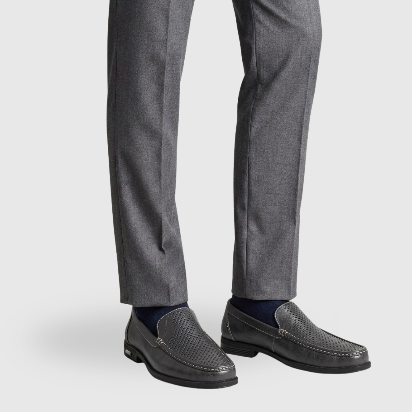 Mocassins homme cuir perforé chaussures habillées sans lacets