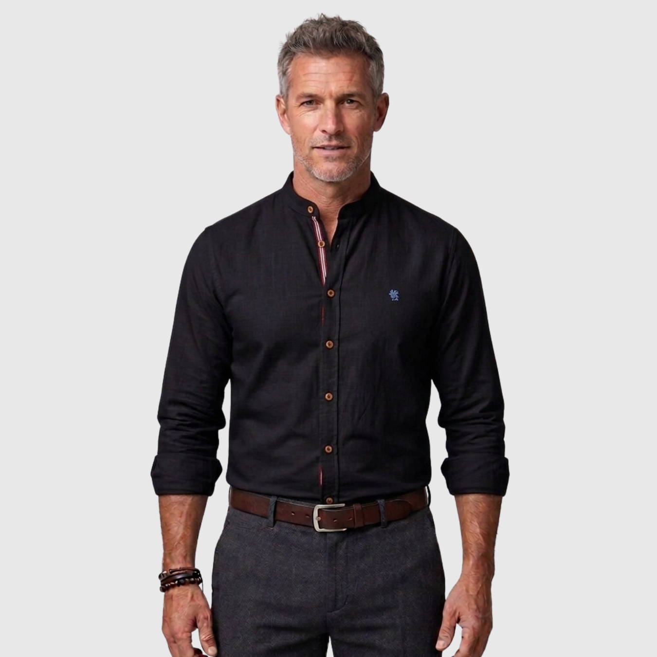 Chemise homme manches longues chaude col boutonné coupe classique hiver