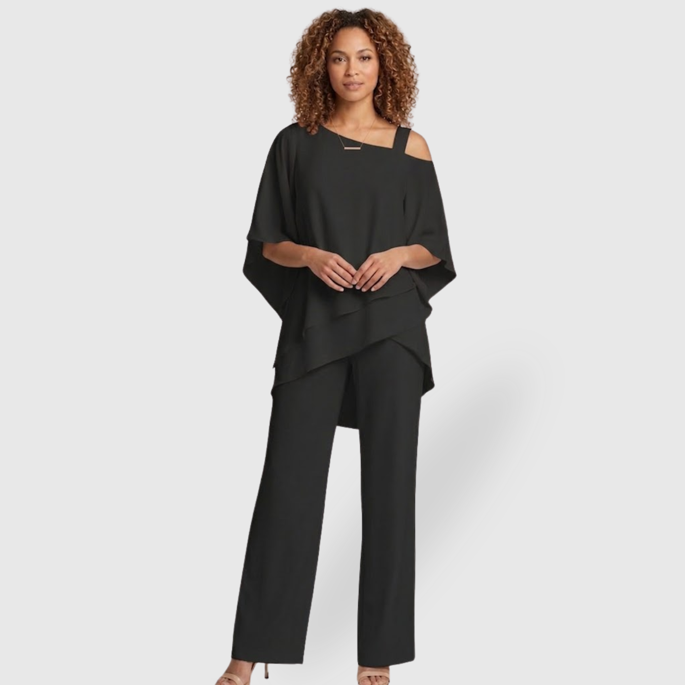 Ensemble femme été pantalon fluide top ample épaules dénudées