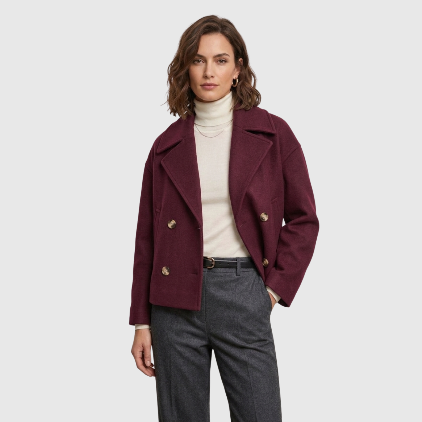 Veste femme courte double boutonnage style blazer col tailleur