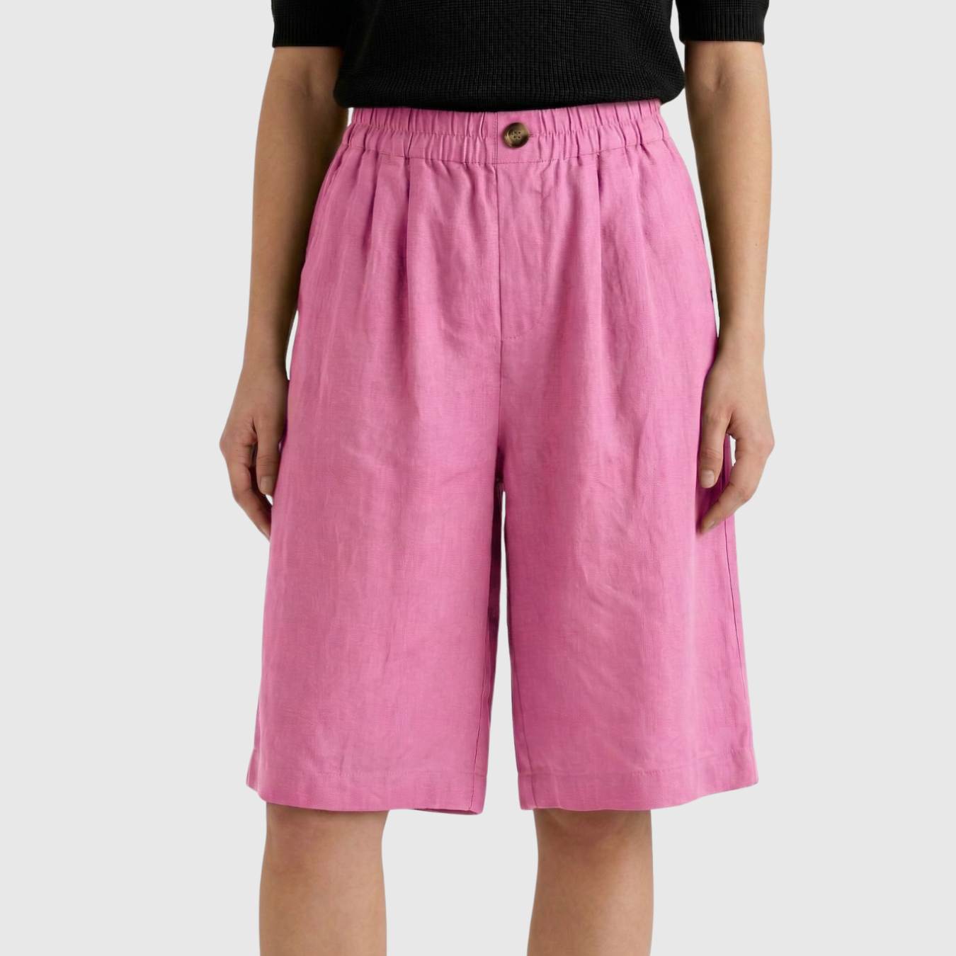 Short femme taille haute élastique coupe ample confort été coton