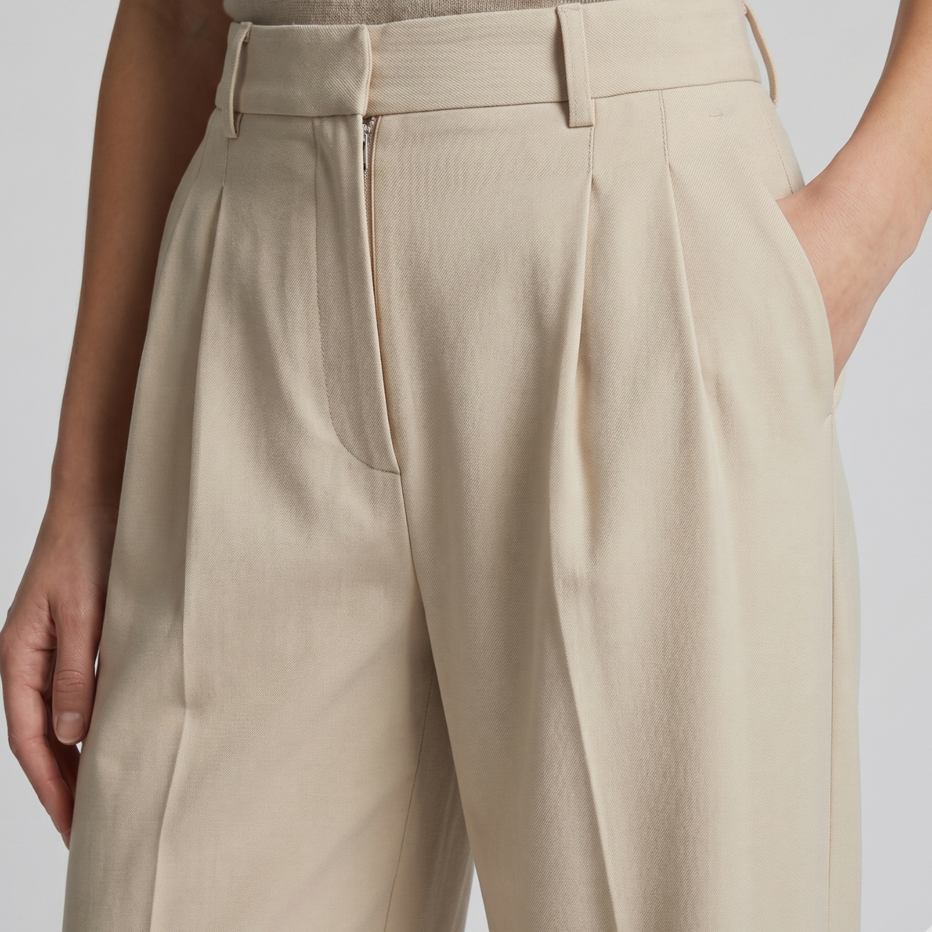 Pantalon femme large taille haute fluide