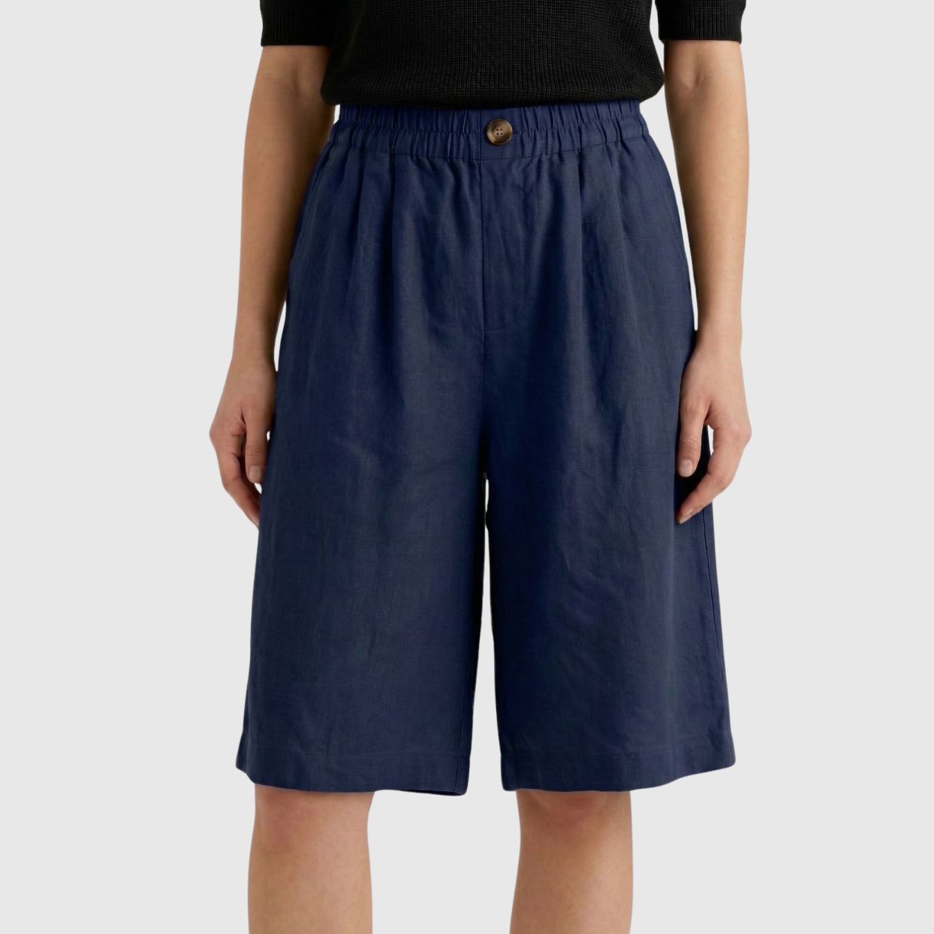 Short femme taille haute élastique coupe ample confort été coton