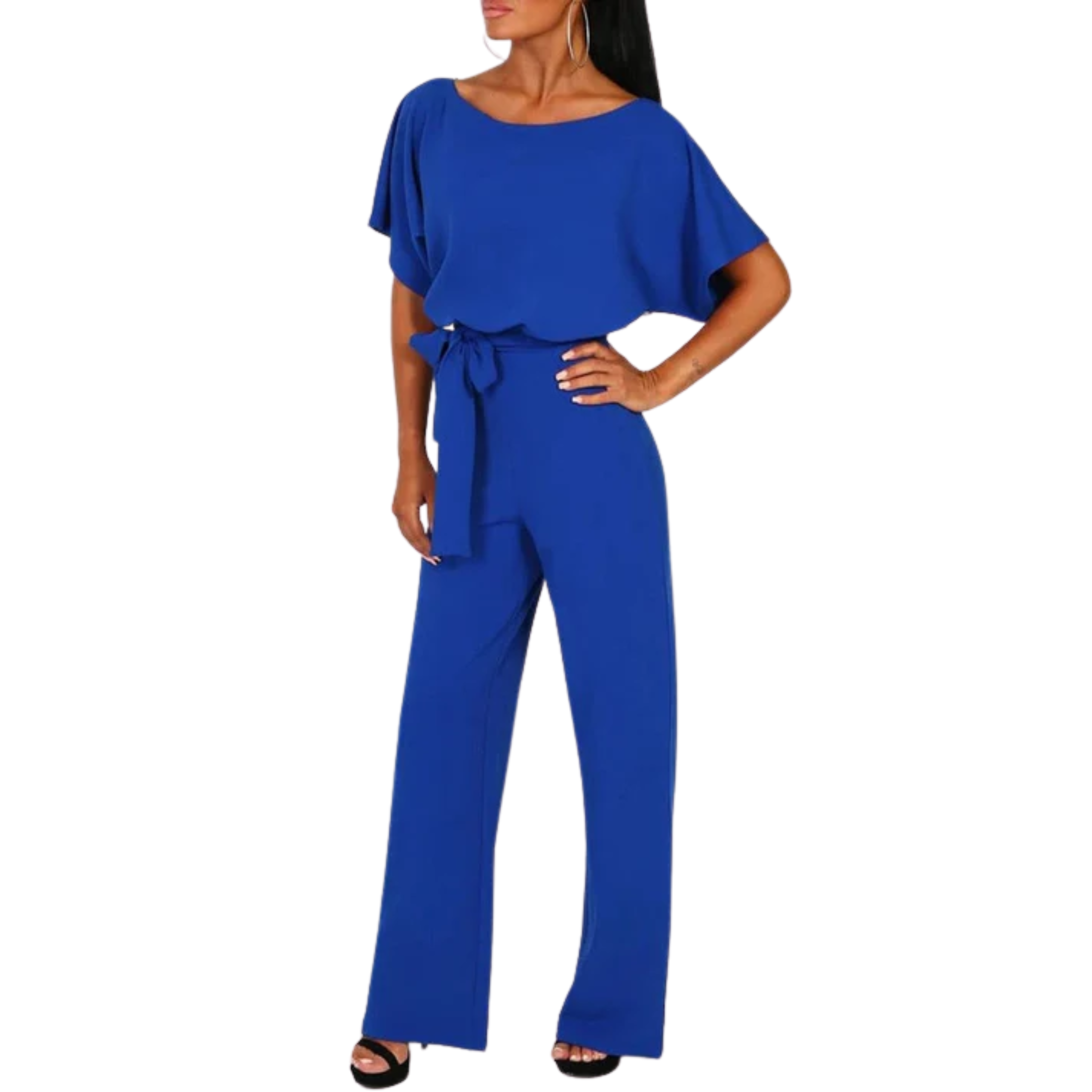 Combinaison pantalon large — manches courtes et ceinture — quotidien