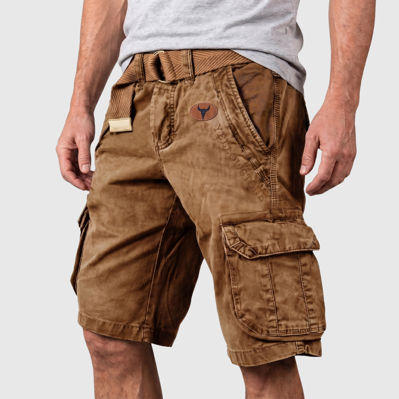 Short cargo homme multipoches coupe décontractée fermeture zippée