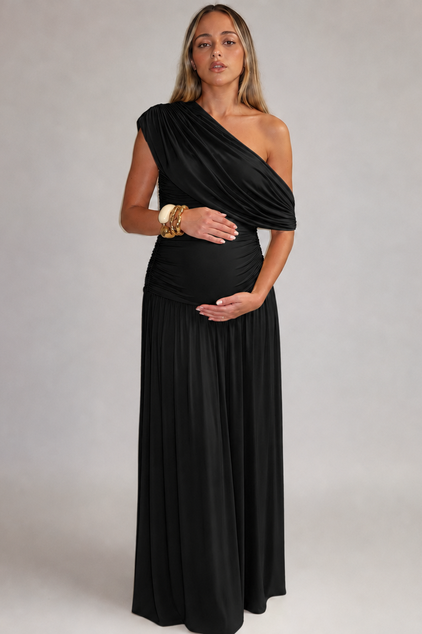 Robe Maternité Longue Asymétrique Élégante Grossesse