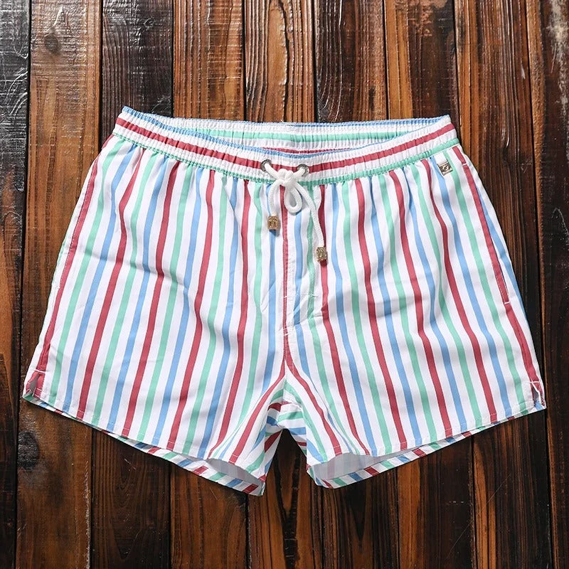 Short de bain homme séchage rapide motif rayures