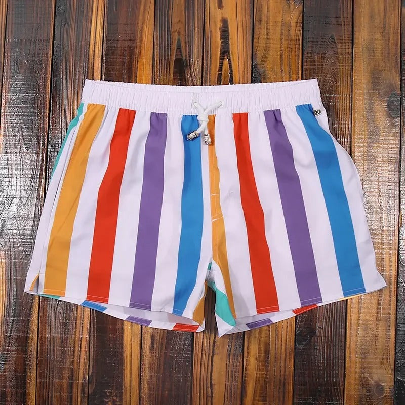 Short de bain homme séchage rapide motif rayures