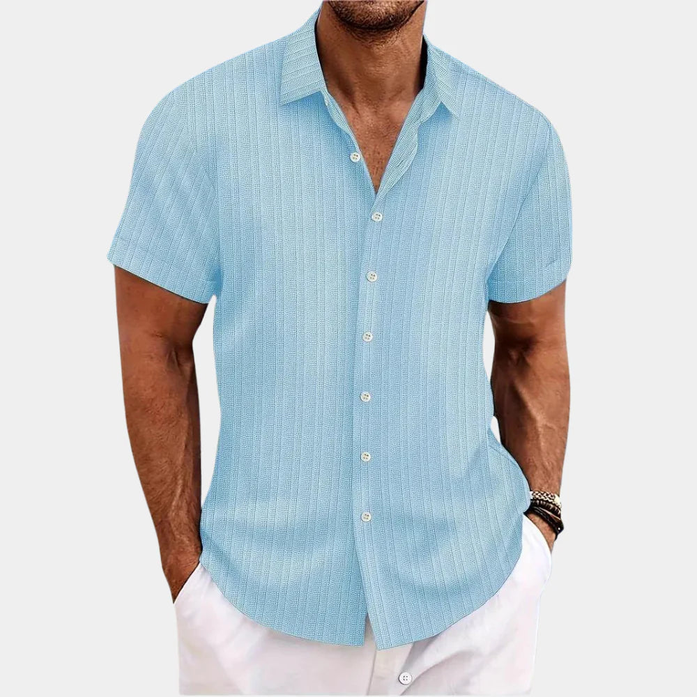 Chemise homme mélange lin coton coupe régulière été