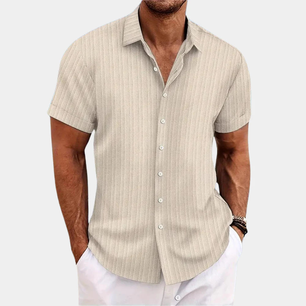 Chemise homme mélange lin coton coupe régulière été