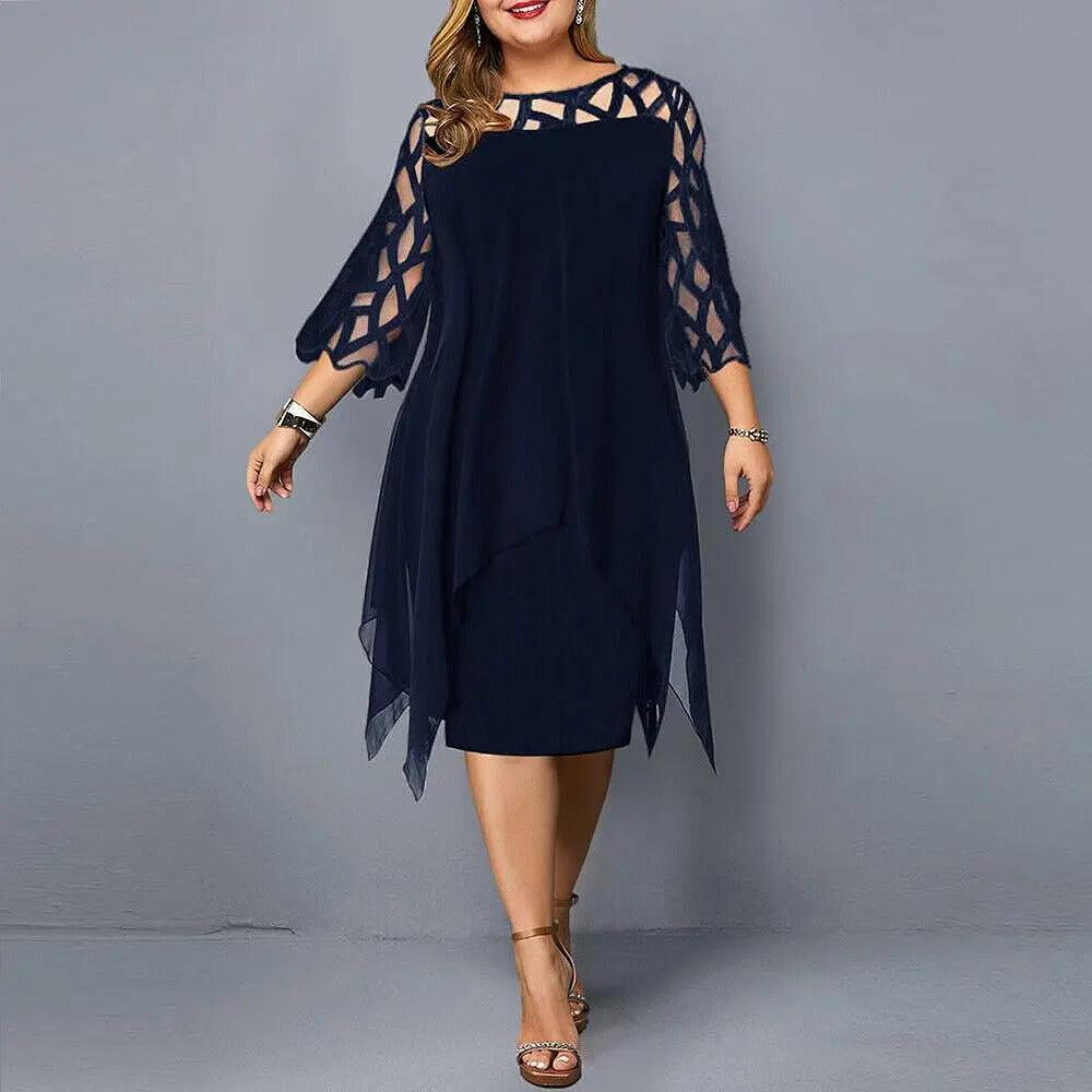 Robe Midi Femme Élégante Polyvalente Coupe Ajustée