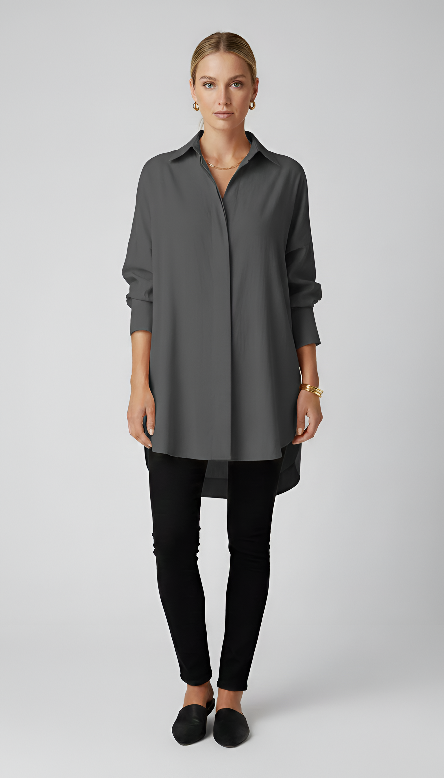 Chemise femme oversize en coton col classique
