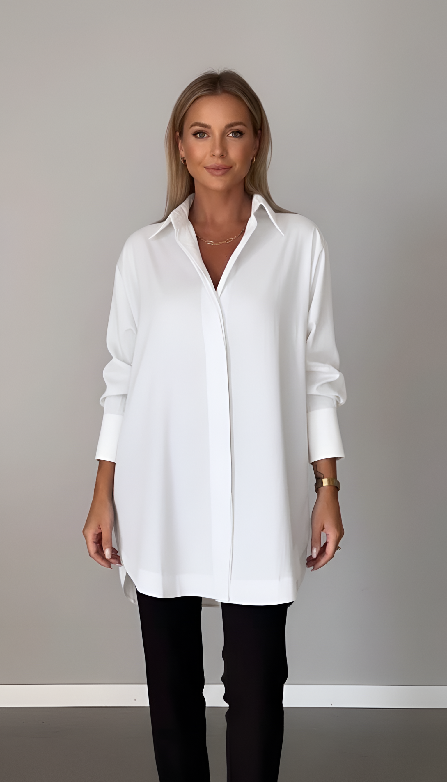 Chemise femme oversize en coton col classique