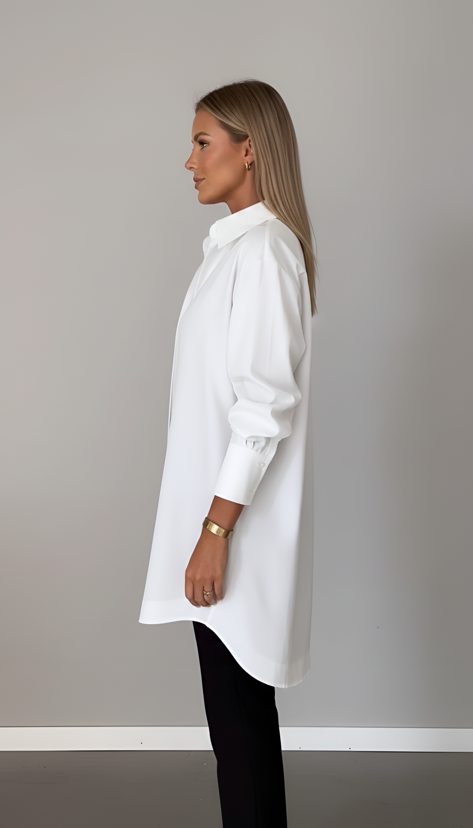 Chemise femme oversize en coton col classique