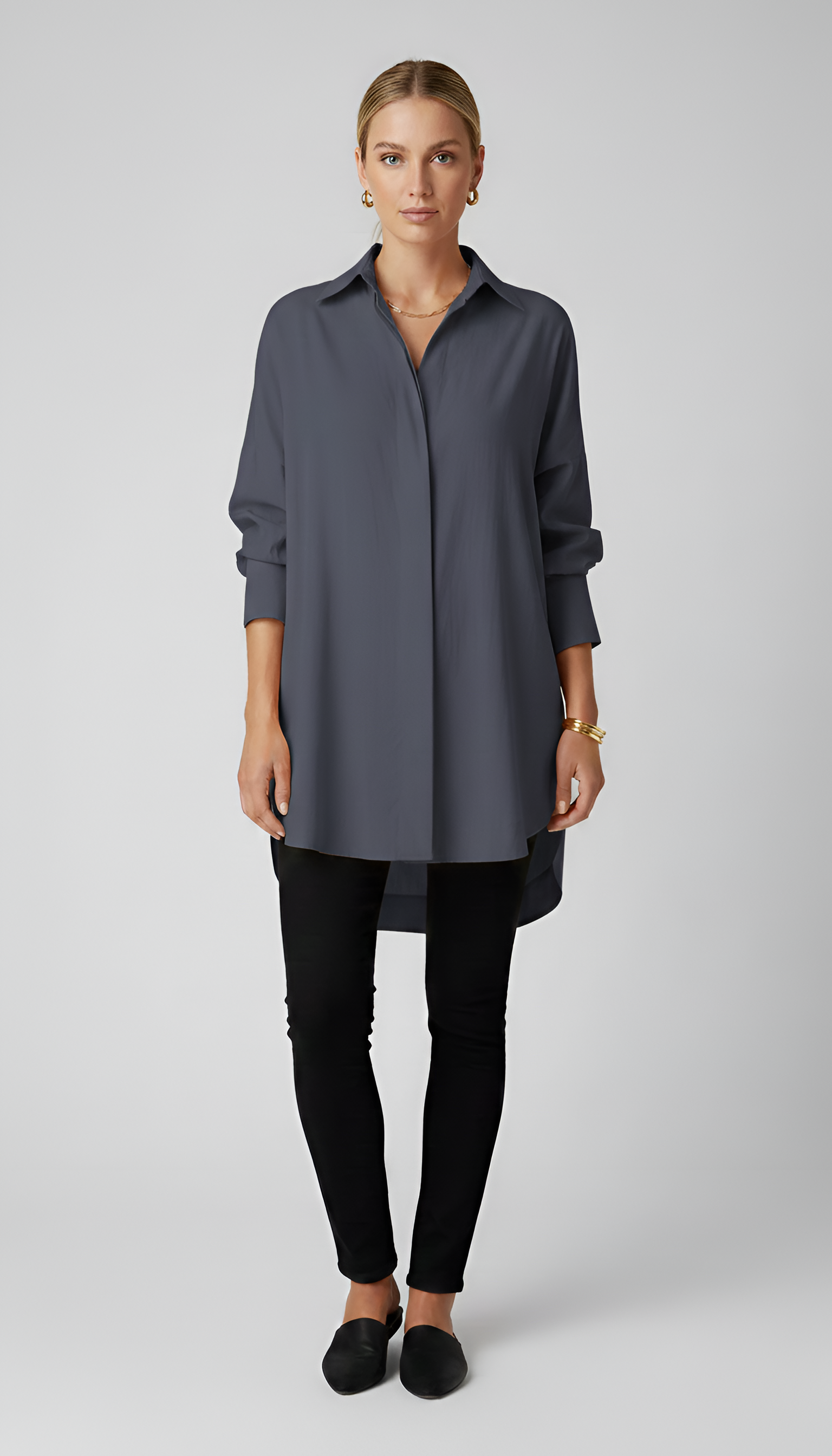 Chemise femme oversize en coton col classique