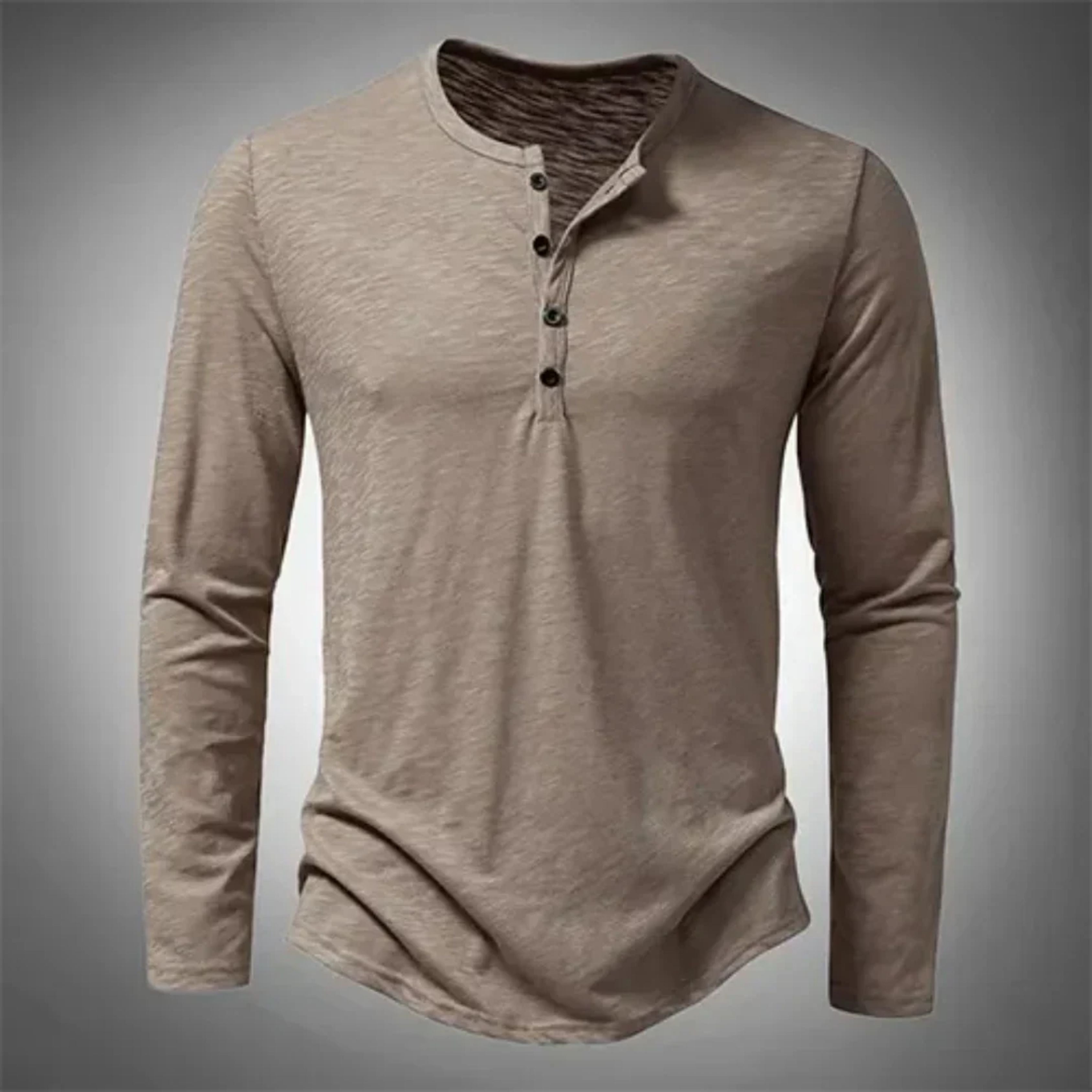 T-shirt homme col Henley manches longues casual