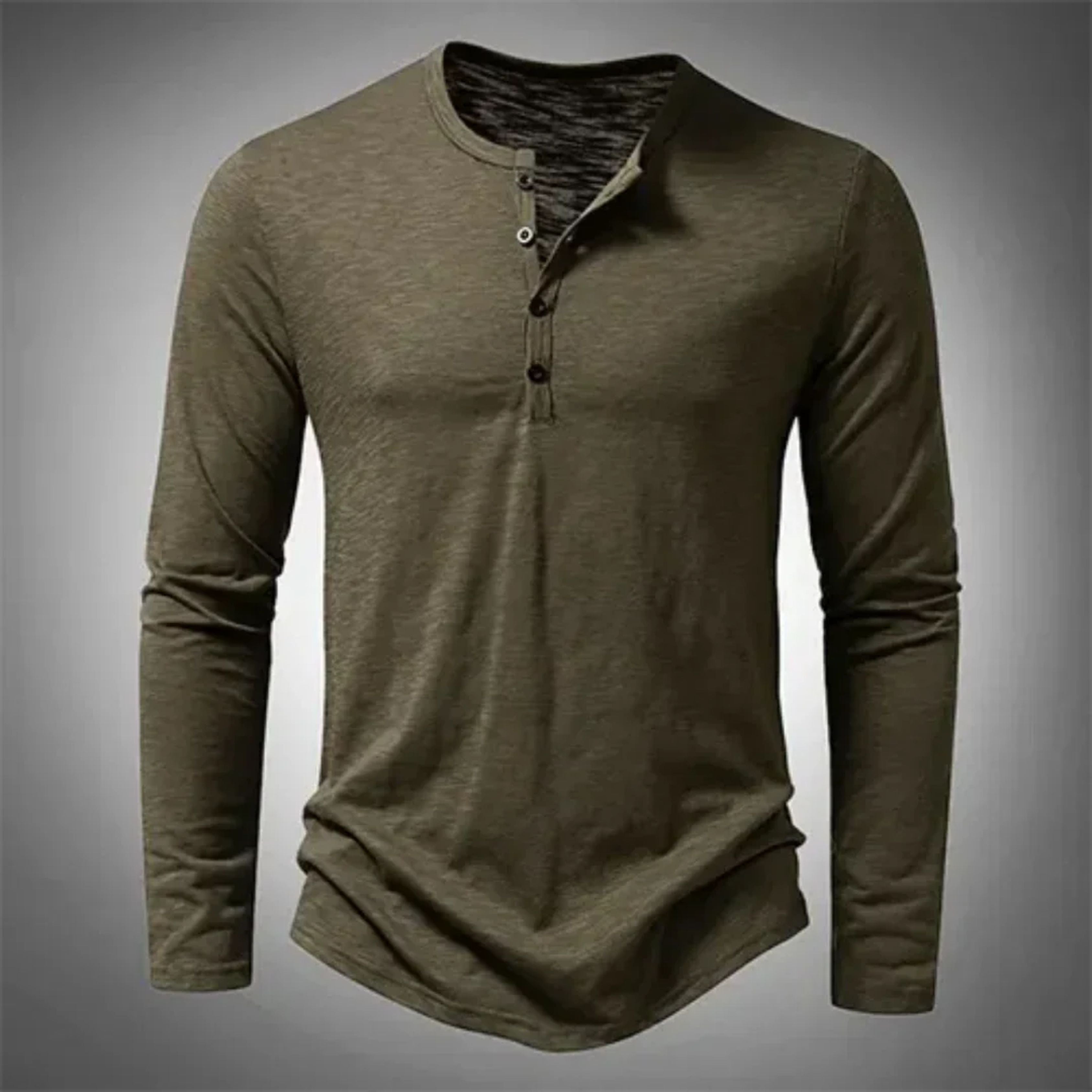 T-shirt homme col Henley manches longues casual