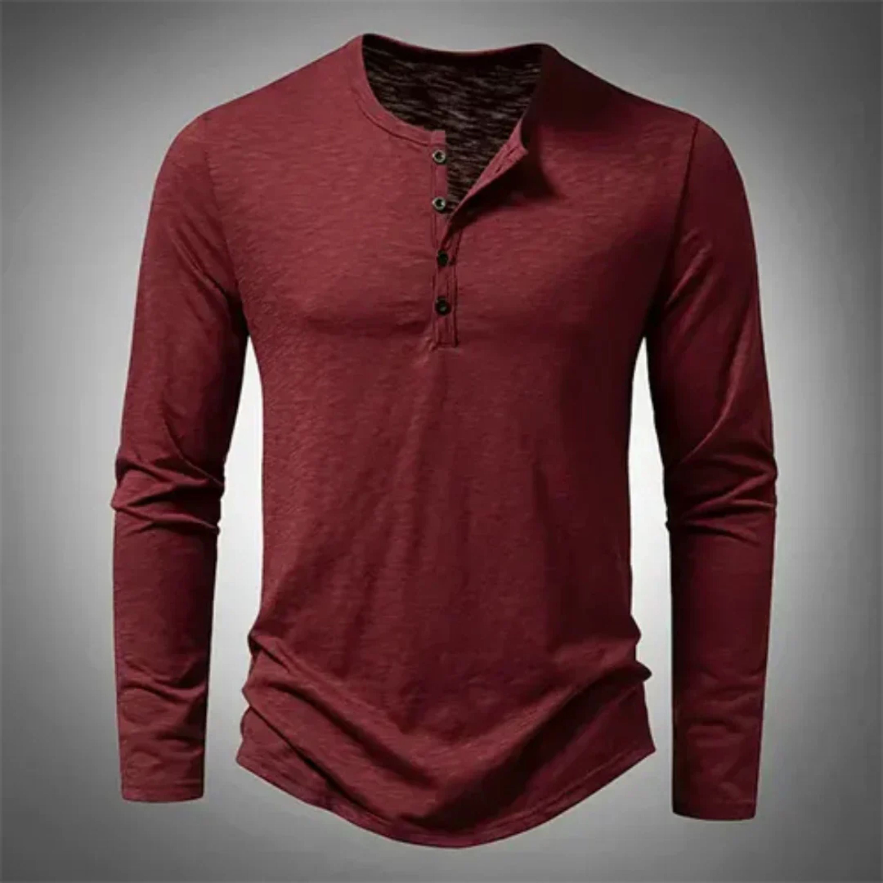 T-shirt homme col Henley manches longues casual