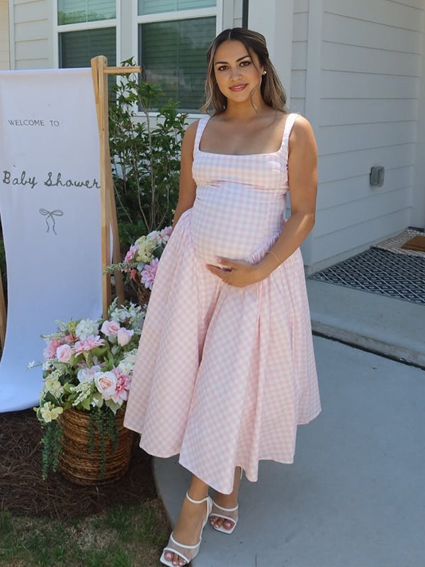 Robe Maxi Maternité Ligne A Bretelles Élégante
