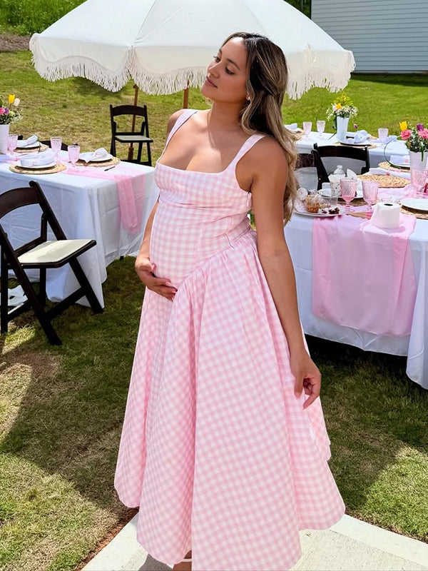 Robe Maxi Maternité Ligne A Bretelles Élégante