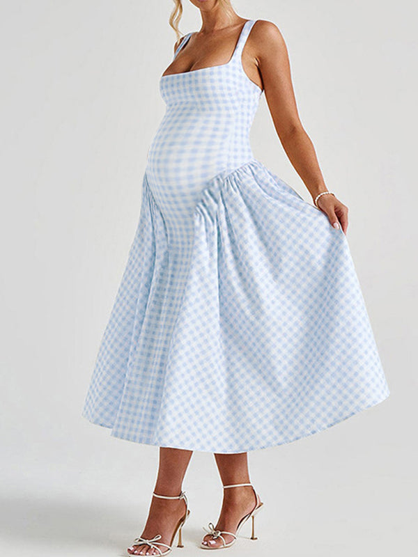 Robe Maxi Maternité Ligne A Bretelles Élégante