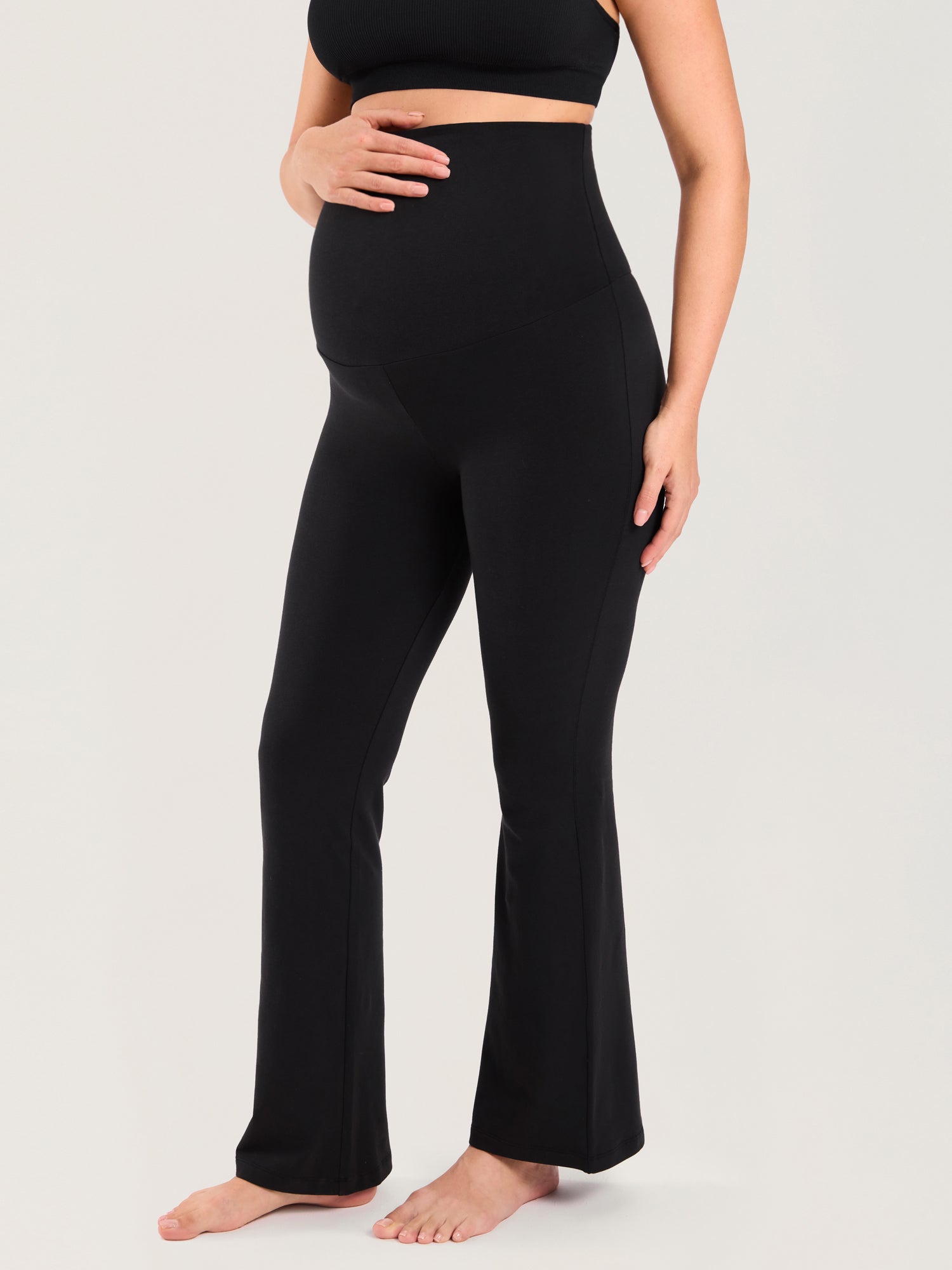 Pantalon Maternité Coton Évasé Taille Haute Grossesse