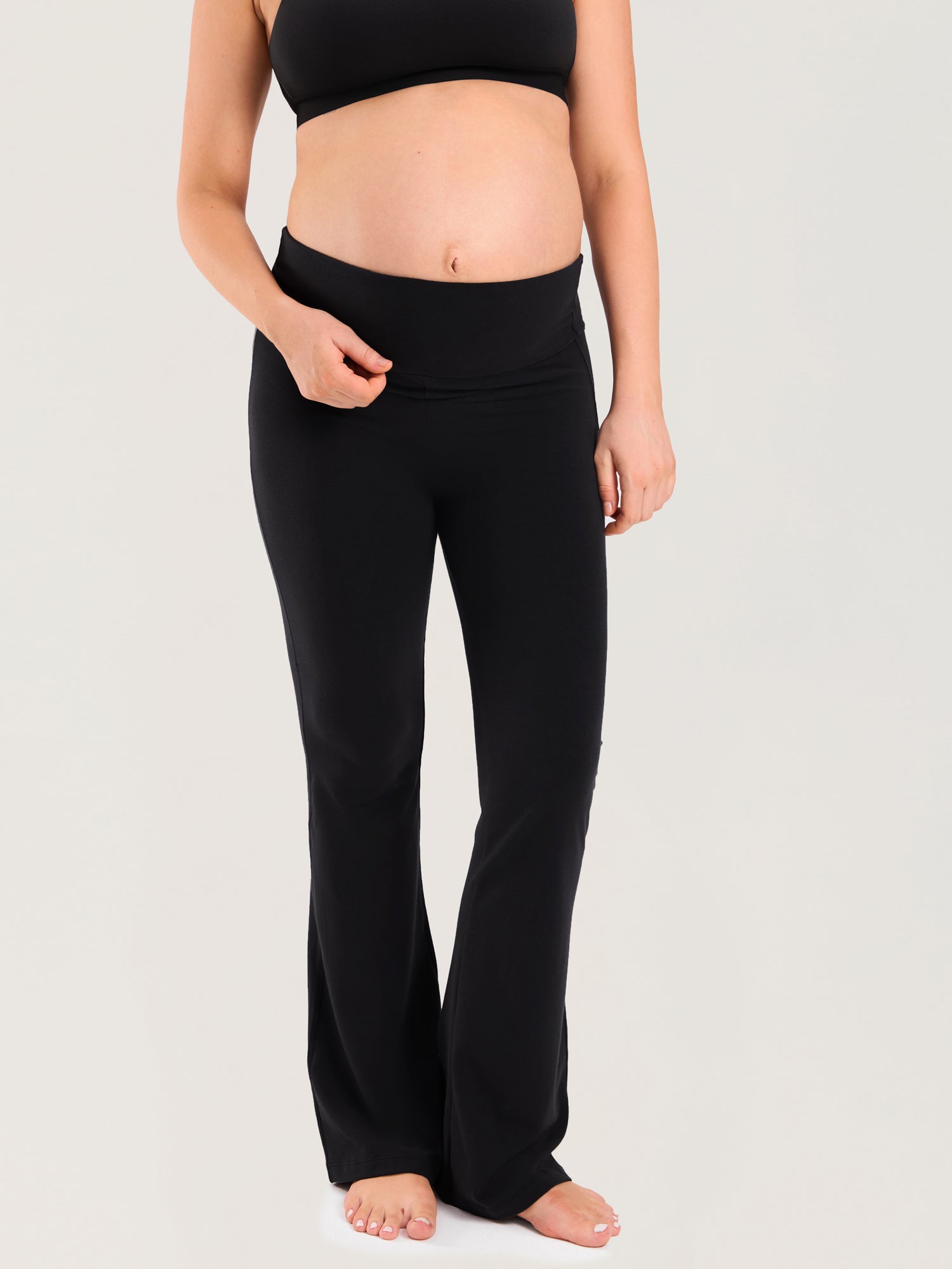 Pantalon Maternité Coton Évasé Taille Haute Grossesse